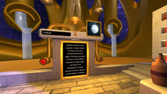 Text scrolling upward on a machine display in the Secret Archive.